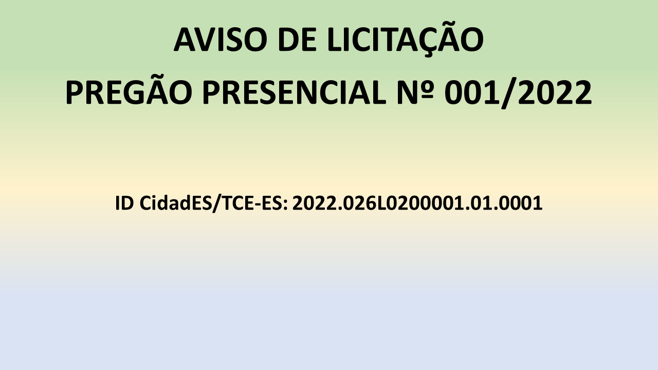 PREGÃO PRESENCIAL Nº 001/2022